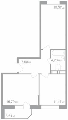Планировка двухкомнатной квартиры в ЖК "Новые Островцы"